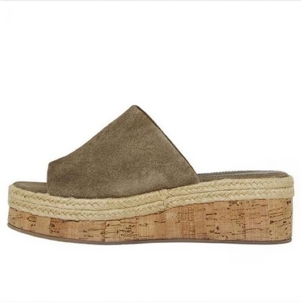 Spell Khaki/Olive Suede Platform Slide Sandals